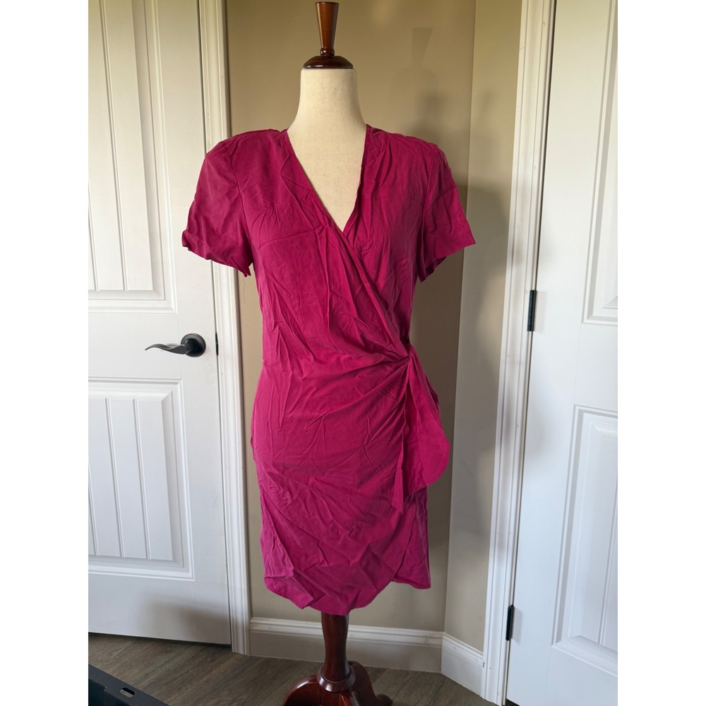 New York Studio‎ Lerner Vintage 100% Silk Wrap Dress Fuchsia Pink Size 10 NWT